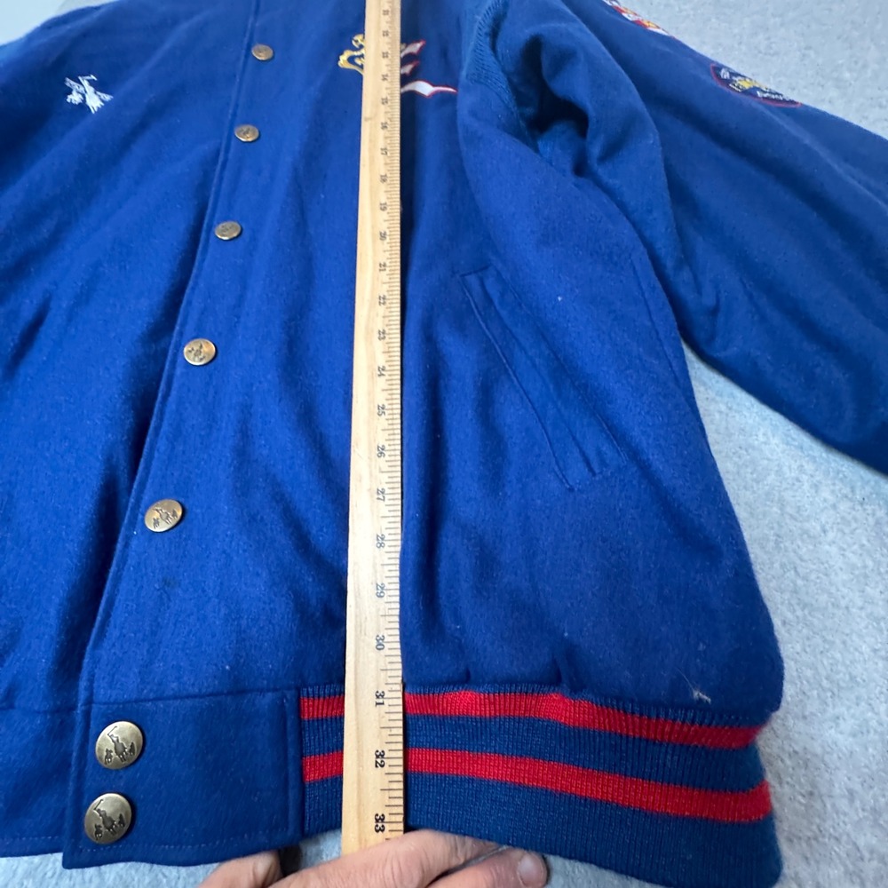 Vintage Star‎ Company Bomber Jacket Wool Quilted Embroidered Wales Polo Team 3XL - Picture 6 of 12